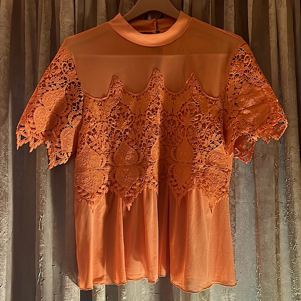 SOLD Love J Orange Lave Short Sleeved Blouse